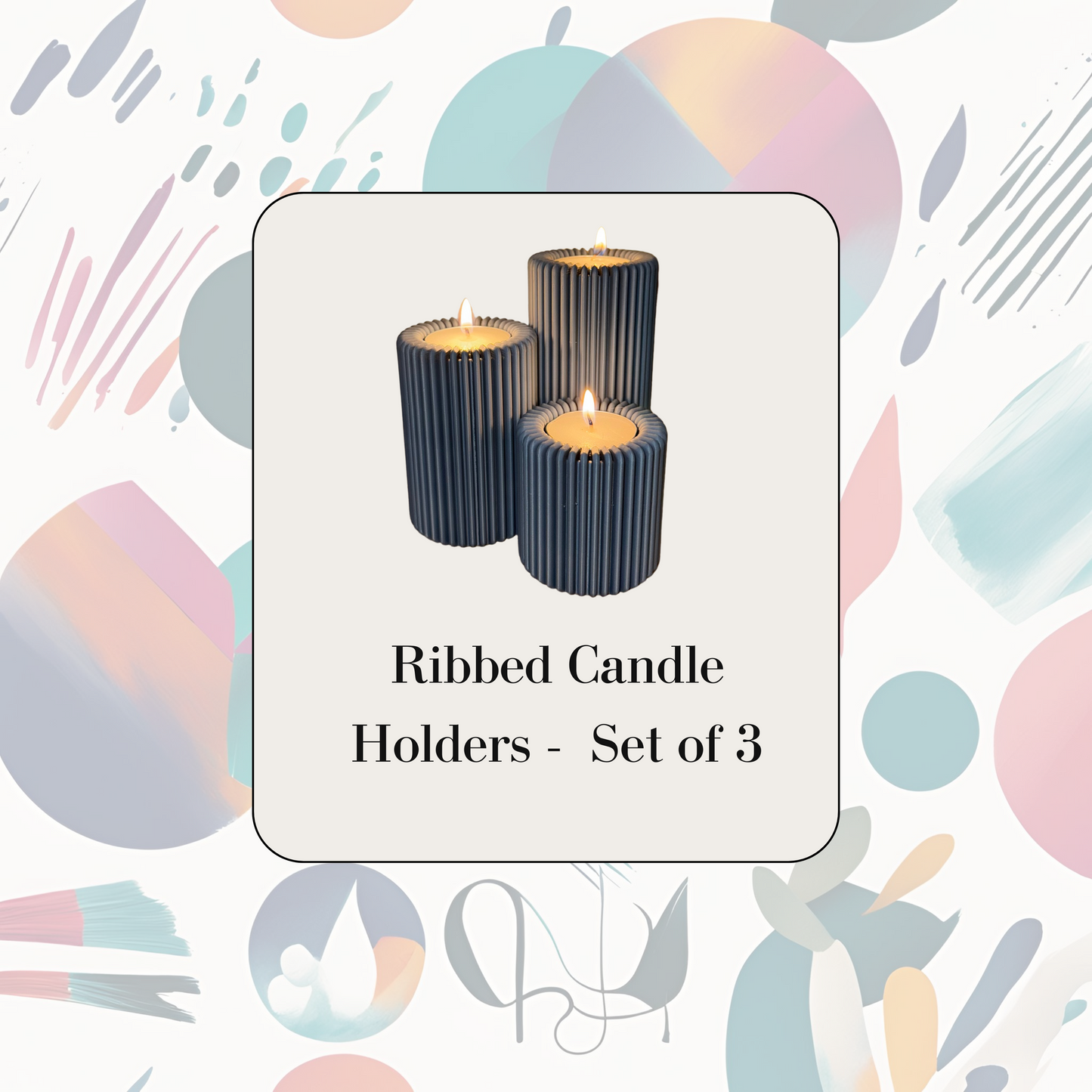 Ribbed Candle Holders - Set of 3