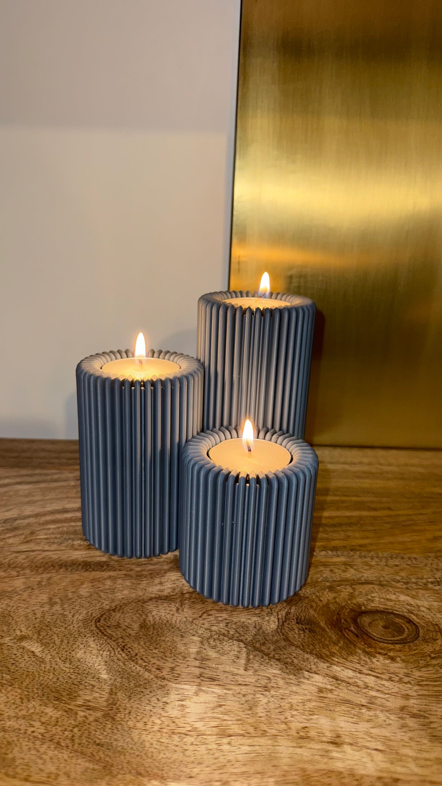 Ribbed Candle Holders - Set of 3