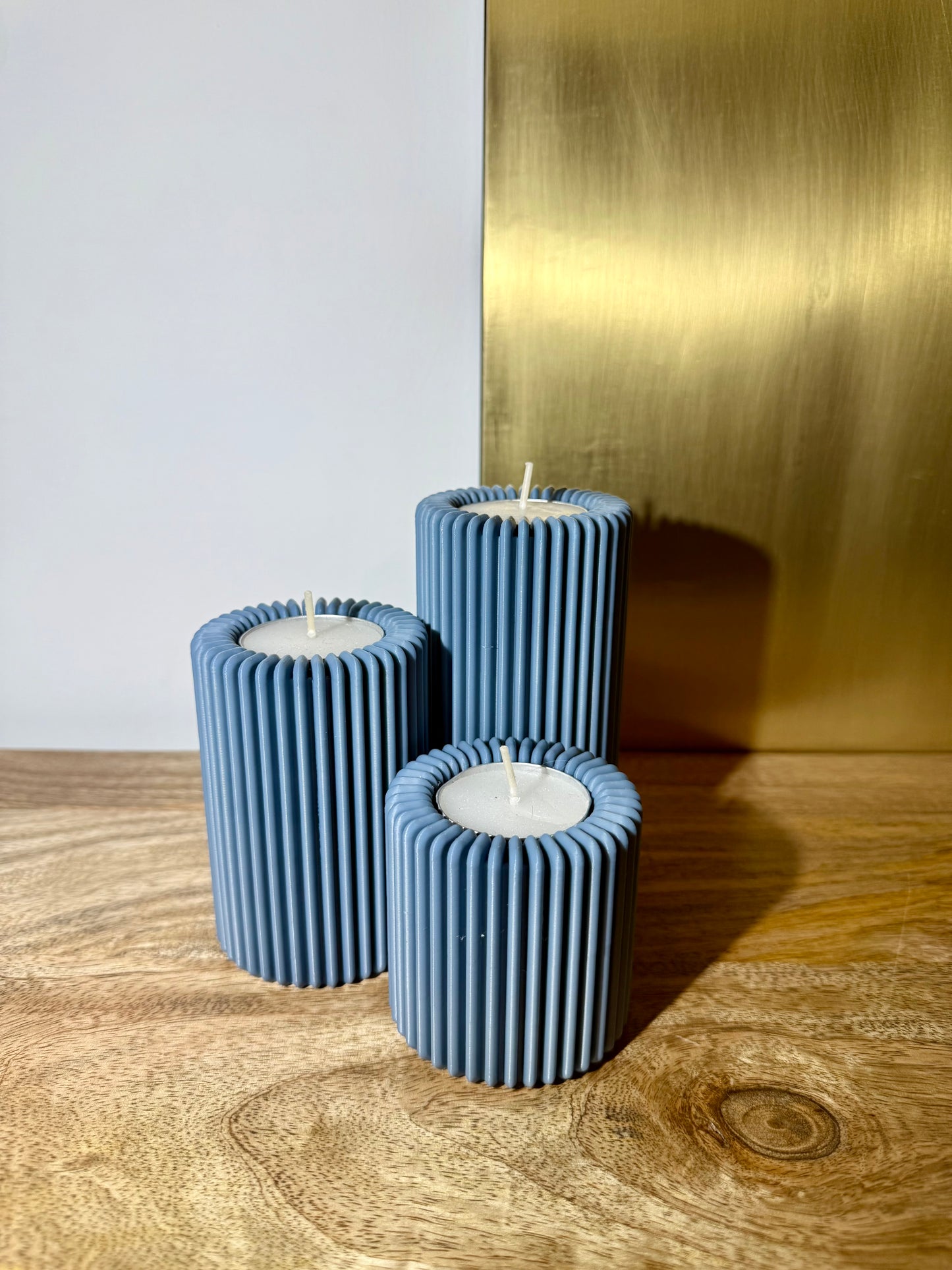 Ribbed Candle Holders - Set of 3