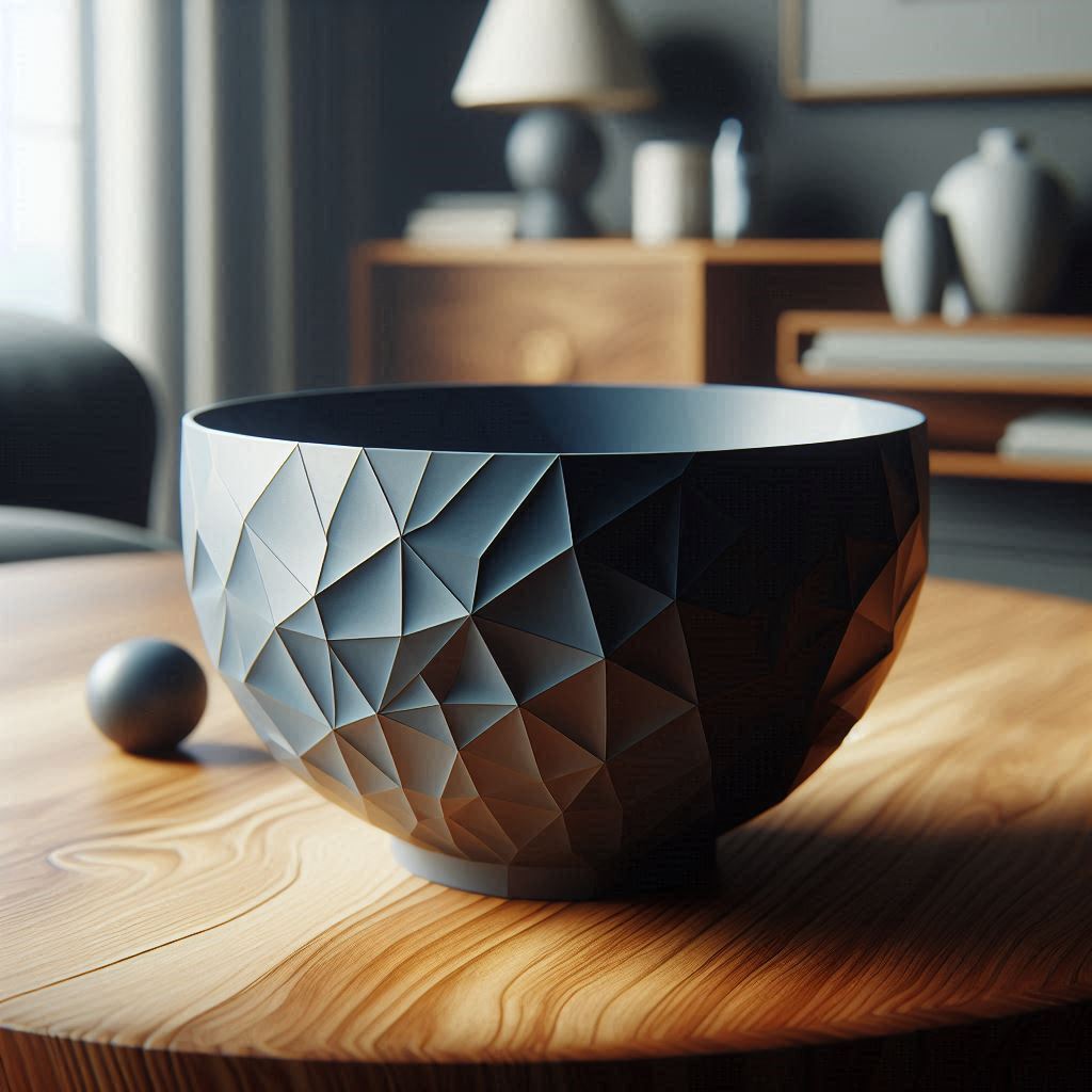 Geometric Faceted Decorative Bowl