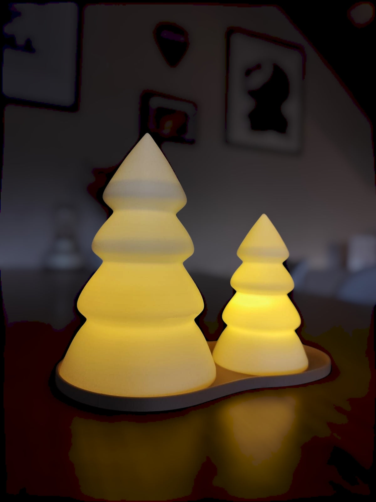 Winter Tree Luminary Duo